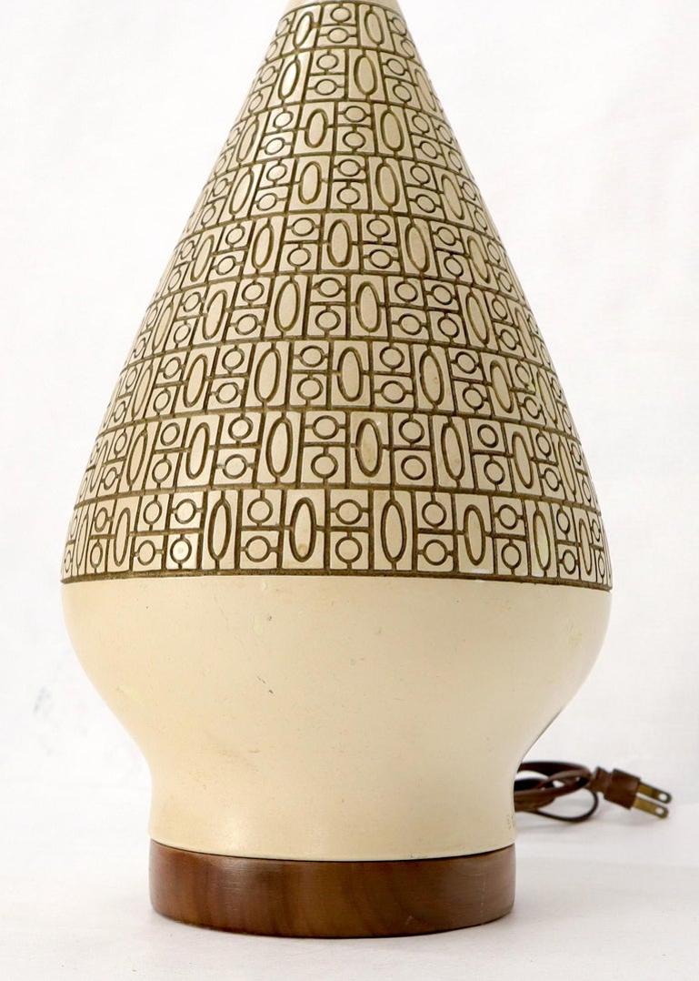 Pottery and Walnut Onion Shape Base Table Lamp, c. 1960's