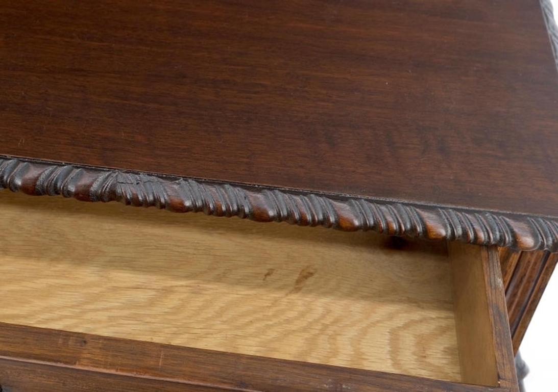 Petit Heavily Carved Walnut Cherubs Rope Edge Two Piece Console Table Shelf MINT