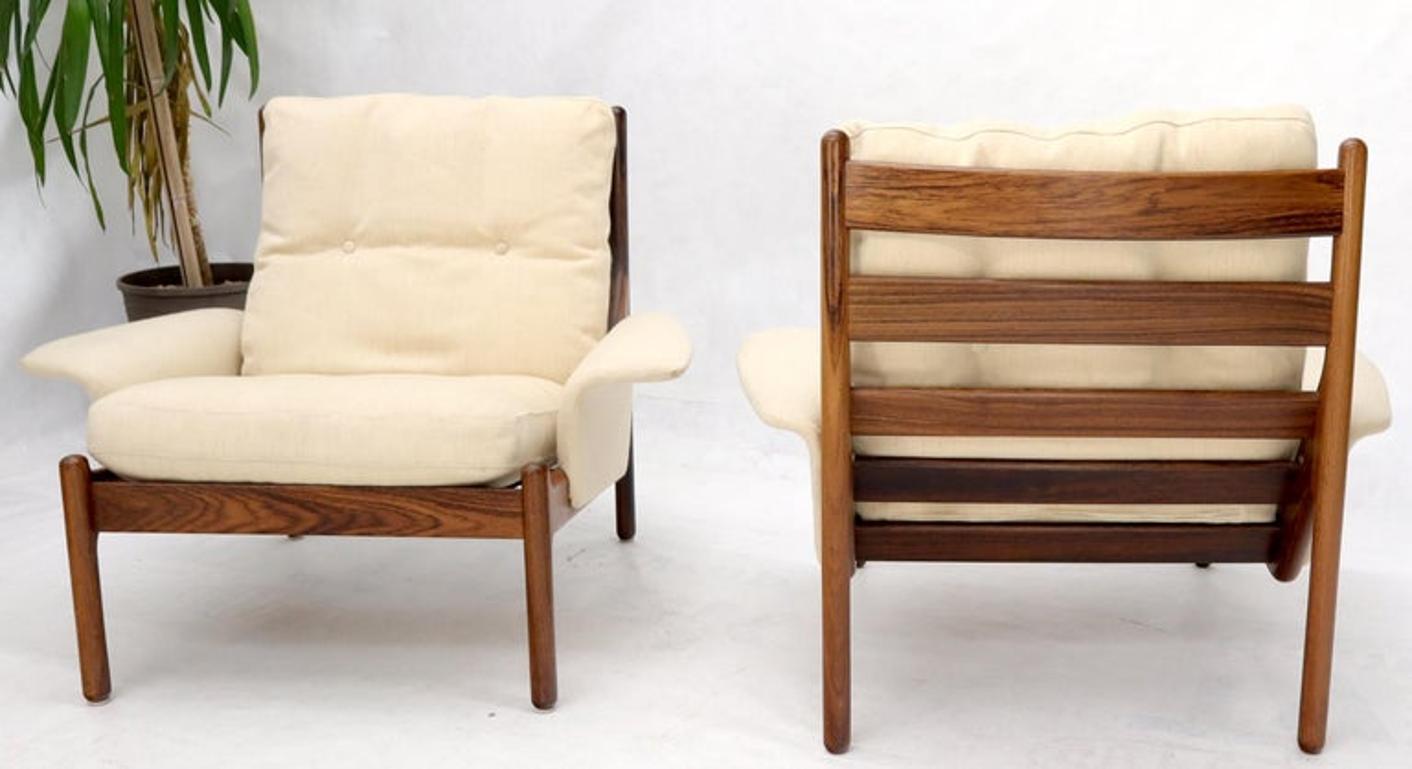 Pair of Danish Modern Virgin Wool Upholstery Rosewood Frames Longe Chairs