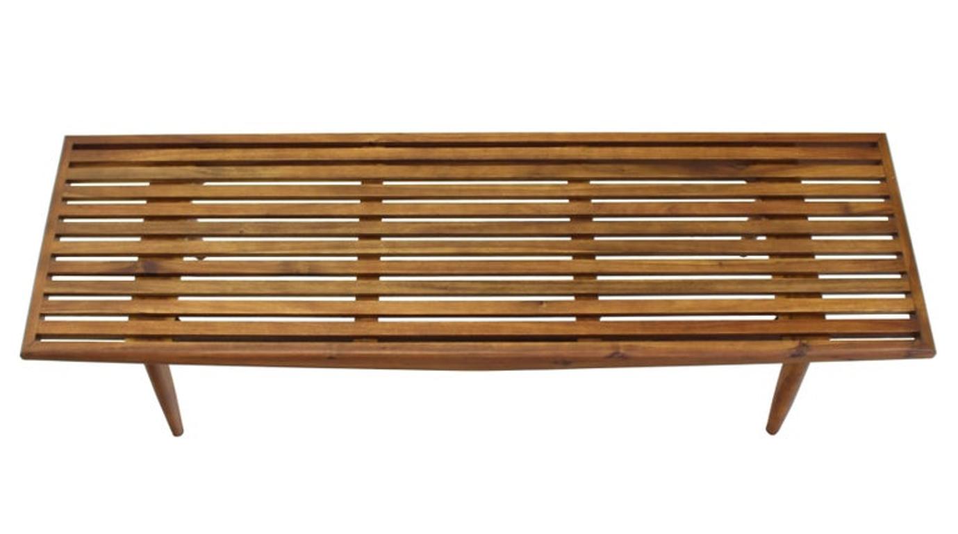 Solid Oiled Slat Wood Bench