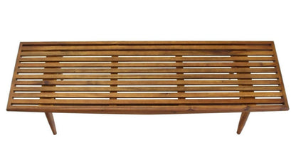 Solid Oiled Slat Wood Bench