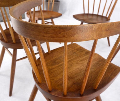 Set of 6 Oiled Walnut Spindle Back Dining Chairs by George Nakashima