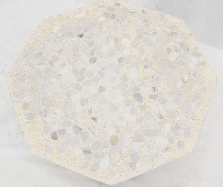 Octagon Terrazzo Top Walnut Base Side Occasional End Table Stand