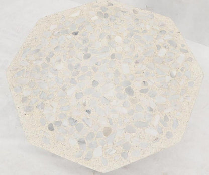 Octagon Terrazzo Top Walnut Base Side Occasional End Table Stand