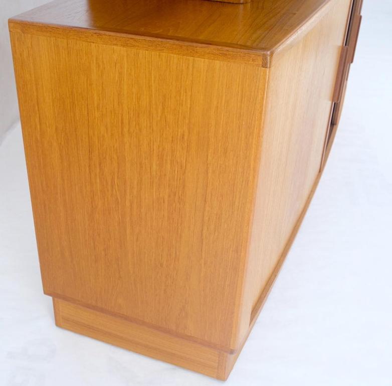 Danish Mid-Century Modern Teak Credenza Tambour Doors Hutch Mint