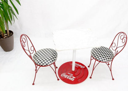 Two Chairs Cast Iron Marble-Top Table Coca-Cola Dinette Ice Cream Set Cafe Table