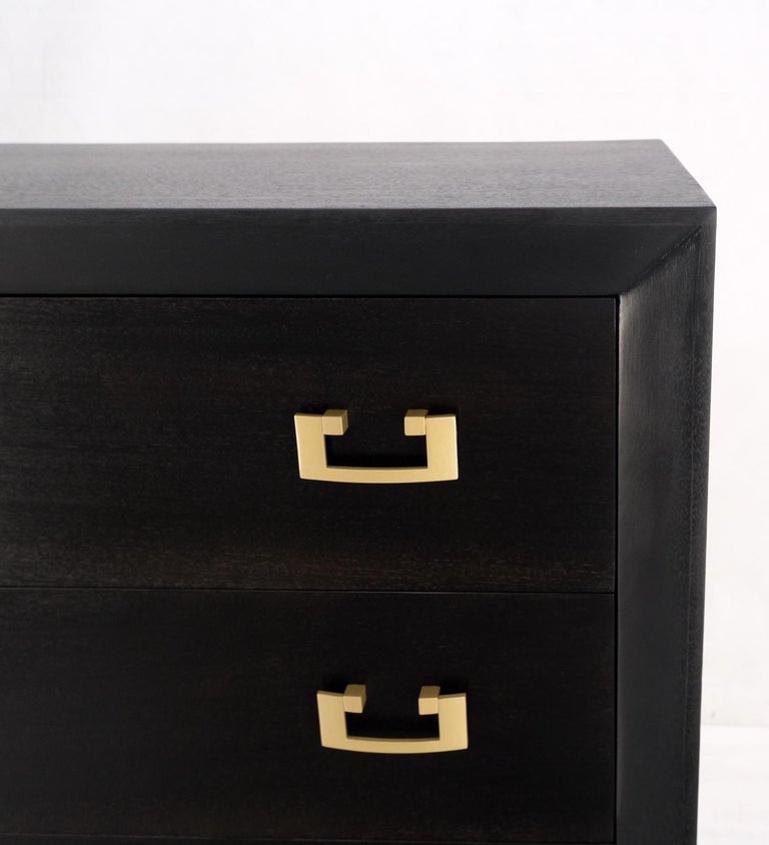 Ebonized Black Lacquer Mahogany Tall 5 Drawers Dresser Gold Bracket Pulls MNT