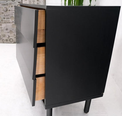 Black Lacquer 3 Louver Drawers Dresser on a "Base" 2 Pieces Cabinet Credenza