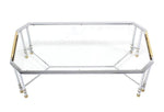 Rectangular Chrome Brass Glass Coffee Table Tray Style Mid Century Modern