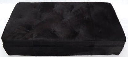 All Black Cowhide Fur Upholstery Custom Daybed Large Bench