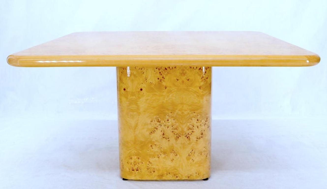 Square Dining Conference Table Wrapped in Burl Wood by Habitat