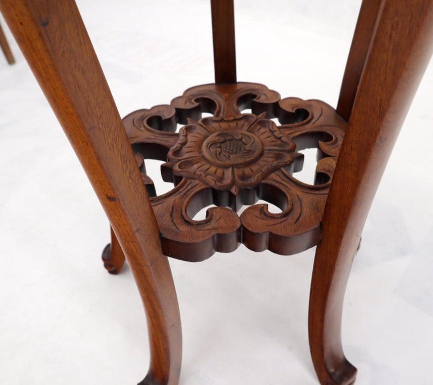 Chinese Carved Rosewood Marble Top Stand