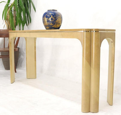 Faux Goat Skin Tan Console Sofa Table