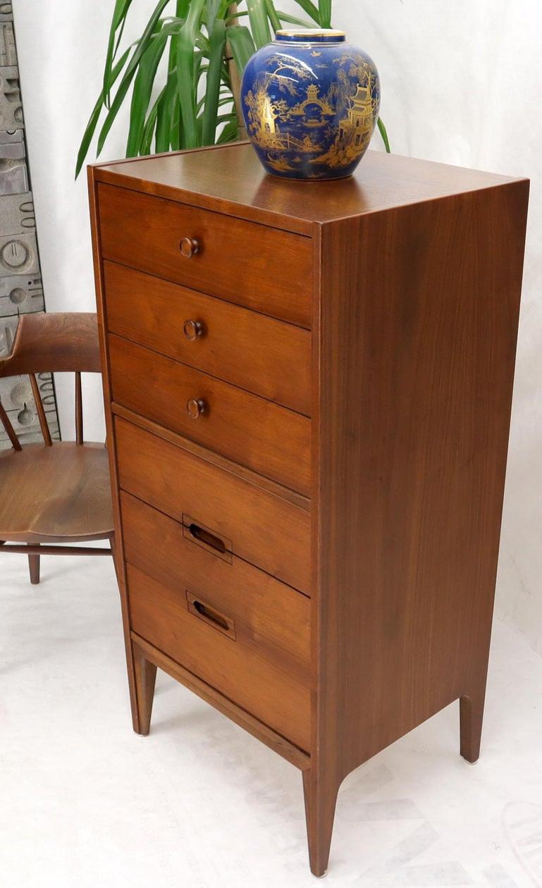 Mid-Century Modern American Walnut Tall Skinny Lingerie Chest Dresser