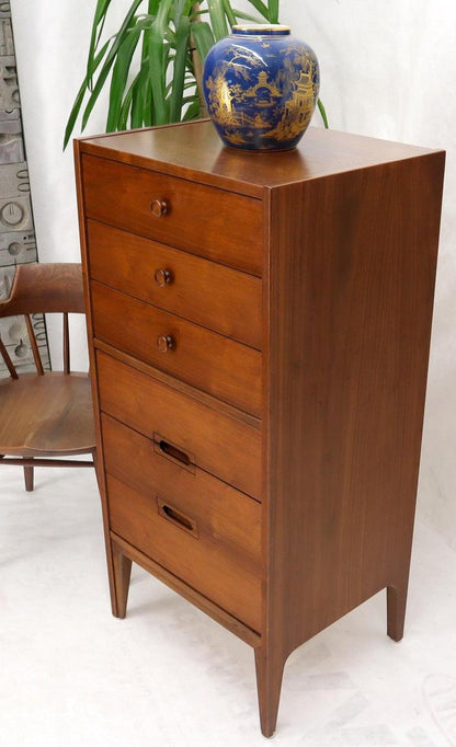 Mid-Century Modern American Walnut Tall Skinny Lingerie Chest Dresser