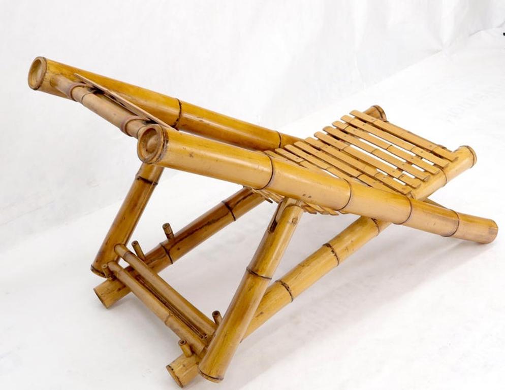 Vintage Bamboo Adjustable Sling Chaise Chair