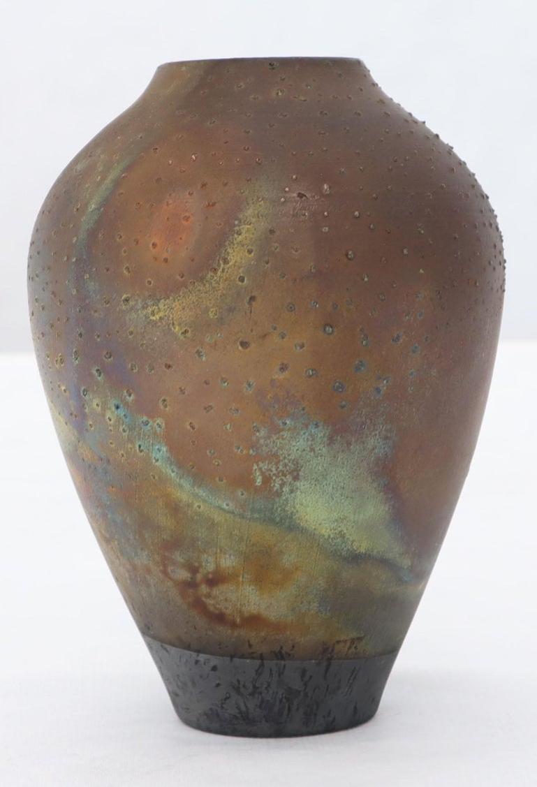 Raku Fired Baluster Shape Mid-Century Modern Porcelain Vase