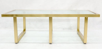 Brass Frame Shape Base Glass Top Rectangular Coffee Table