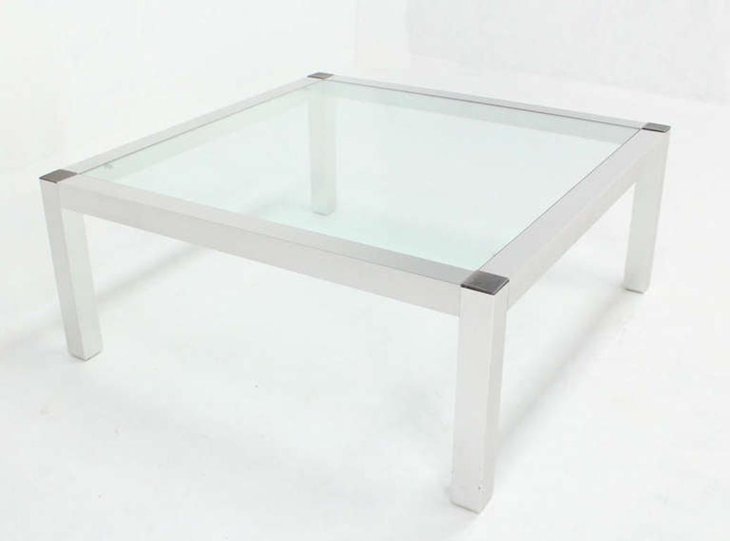 Mid-Century Modern Machined Metal Base with Square-Top Coffee Table