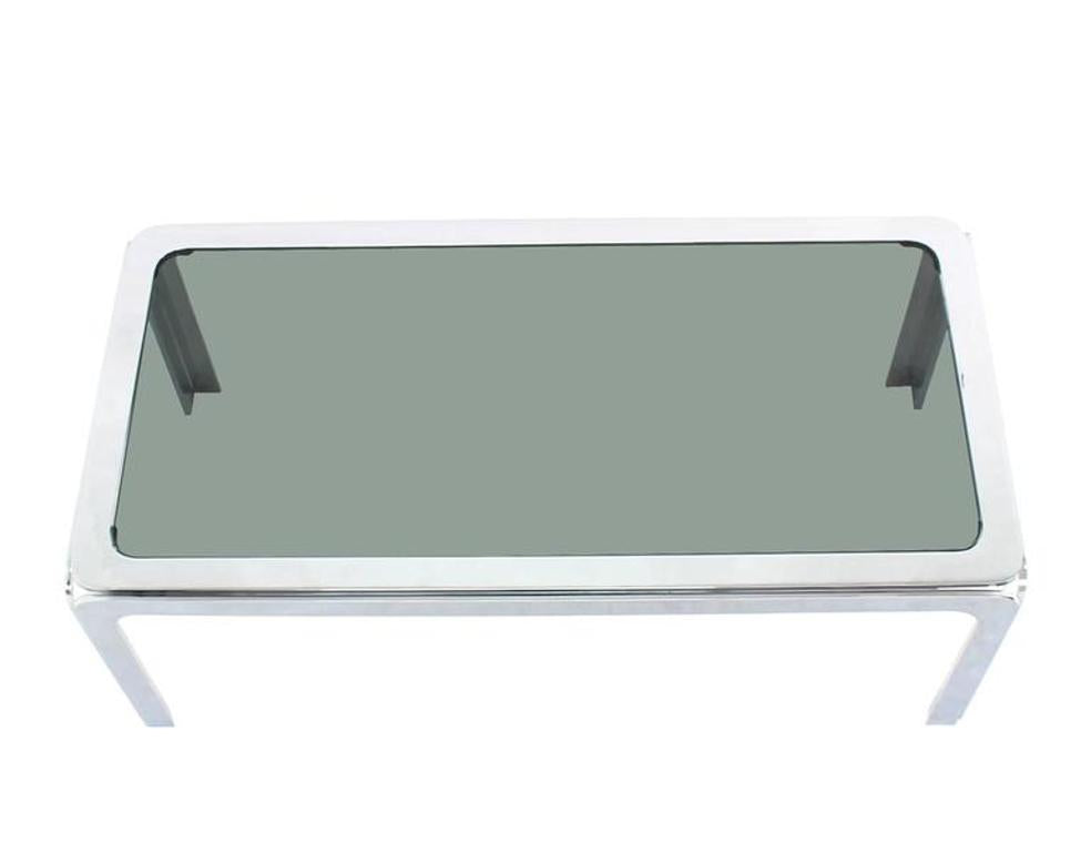 Chrome and Smoke Glass Top Rectangular Coffee Table