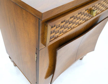 Heavy Turned Solid Walnut Legs Floating Lattice Ornament 1 Drawer Nightstand