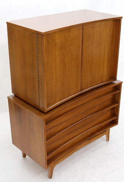 American Walnut Concave Front Gentleman's Chest Dresser Double Door Compartment