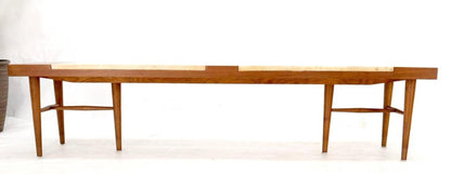 Long Rectangular Walnut Coffee Table w/ Two Travertine Inserts