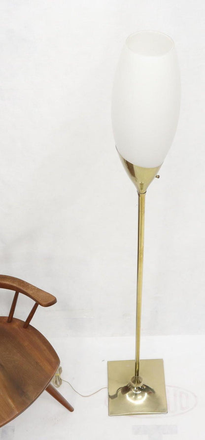 Square Tulip Base Champagne or Wine Style White Frosted Glass Floor Lamp