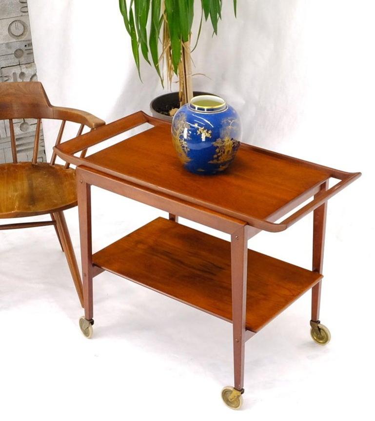 Danish Mid-Century Modern Teak Cart w/ Removable Tray on Wheels