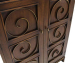 Solid Brass Scrolls Decorated Double Door Blanket Gentleman's Chest Cabinet