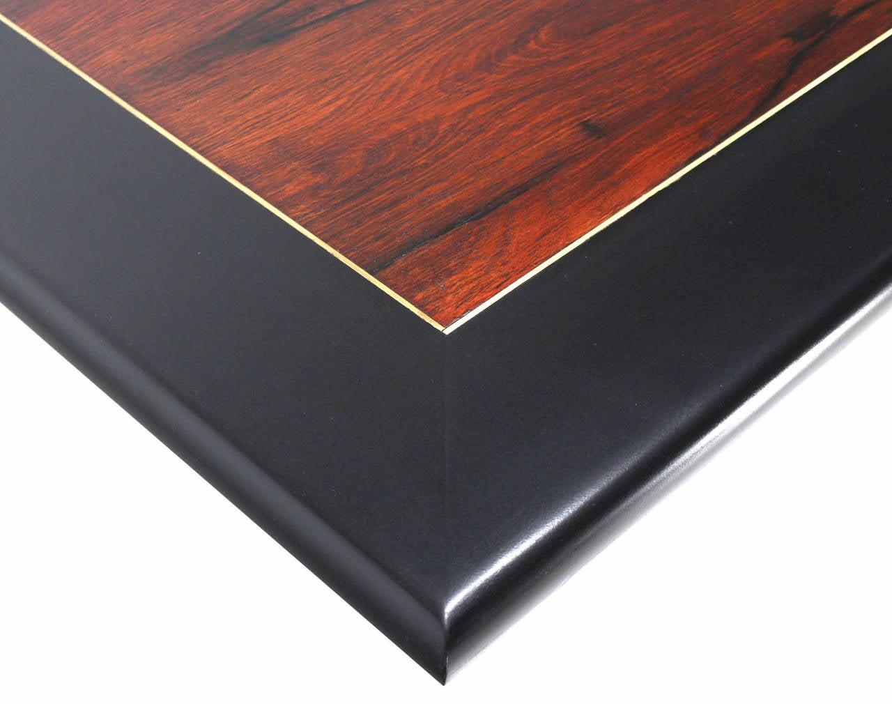 Pedestal Base Brass Legs Rosewood  Ebonised Black Lacquer Top Dining Table MINT!