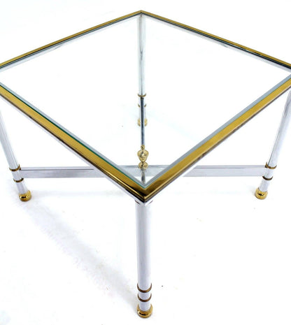 EstablishedLines Pair Mid Century Modern Square Chrome  X Base End  Side Coffee Tables Stands