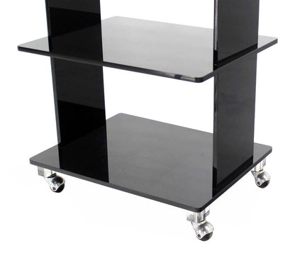 EstablishedLines Smoked Lucite Rolling 3 Level Tier Cart Serving Side End  Table Stand on Wheels