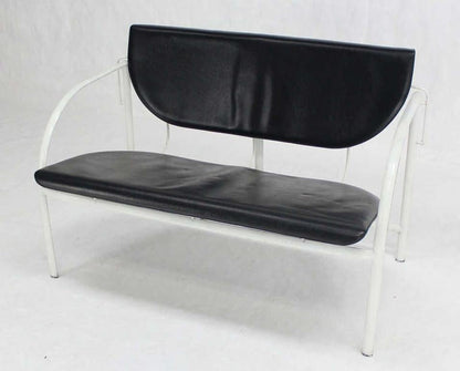 EstablishedLines Stendig Mid-Century Modern Leather and Steel Frame Loveseat Vintage Classic