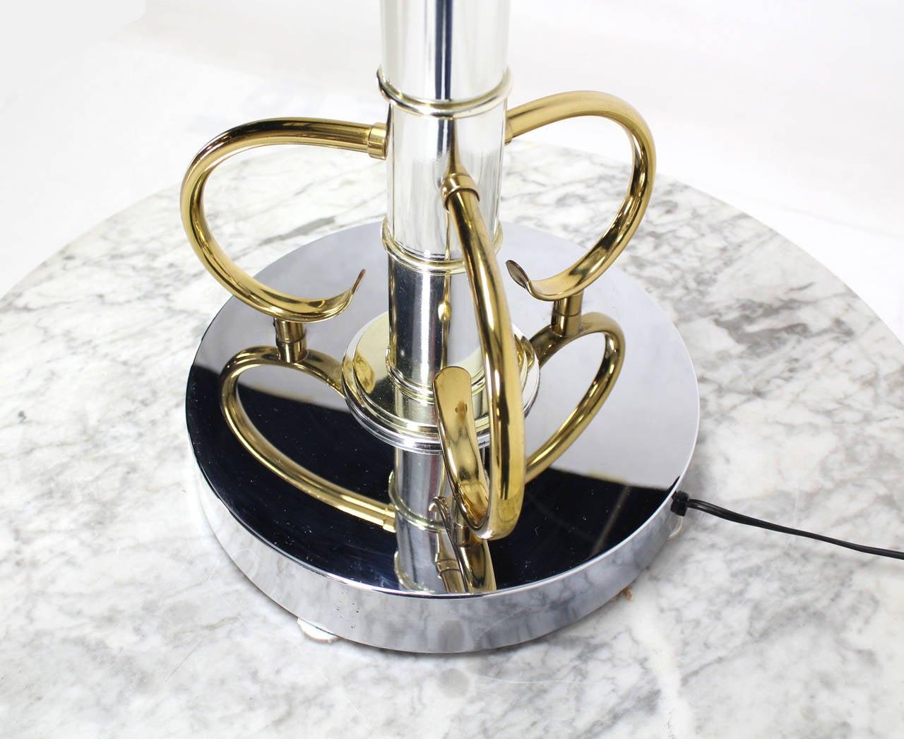 EstablishedLines Faux Bamboo 43" Tall Oversized Chrome and Brass Table Lamp MINT!
