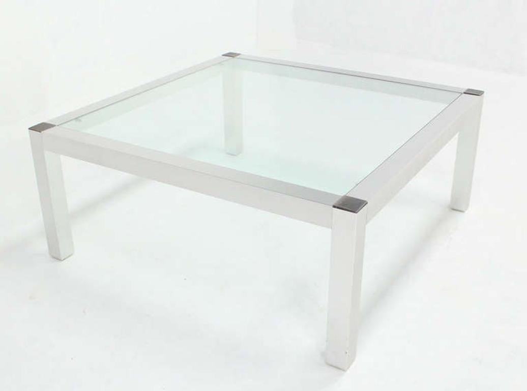 EstablishedLines Mid-Century Modern Machined Metal Base Glass Top Coffee Table Modernist