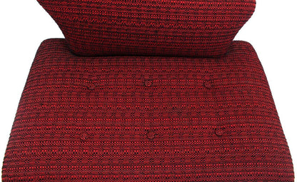 EstablishedLines Pair Red Upholstery Mid Century Modern Fireside Slipper Lounge Chairs Camel Back
