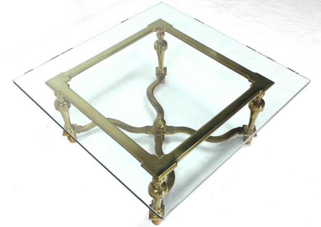 EstablishedLines Hollywood Regency Mid Century Modern Jansen Style Square Glass Top Coffee Table