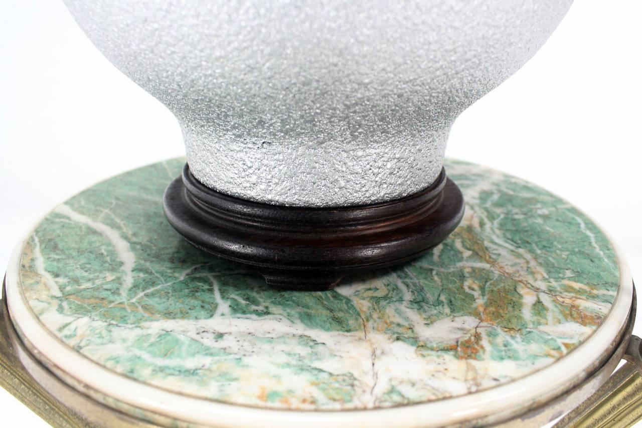 EstablishedLines Mid Century Modern Silver Leaf Finish Table Lamp with Onion Shape MINT!