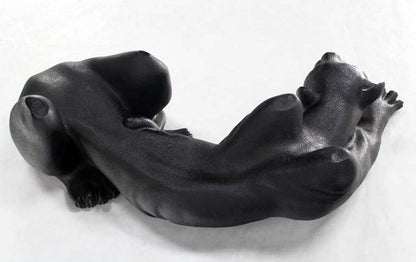 Large Coffee Table Sculptural Base of a Panther Large Black Cat Mid Century