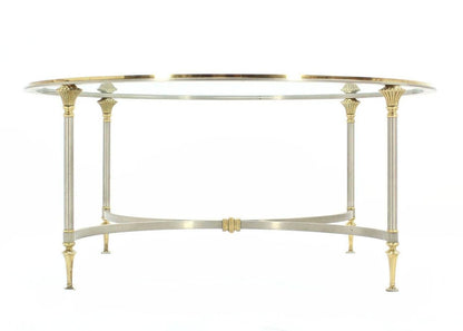 EstablishedLines Mid Century Italian Modern Round Glass Top Brass Chrome/Pewter Coffee Table MINT