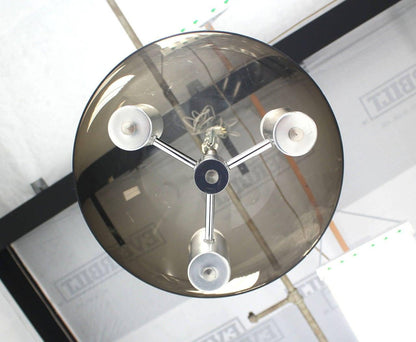 EstablishedLines Smoked Lucite Dome Shape Shade Chrome Mid Century Modern 3 Bulb  Light Fixture
