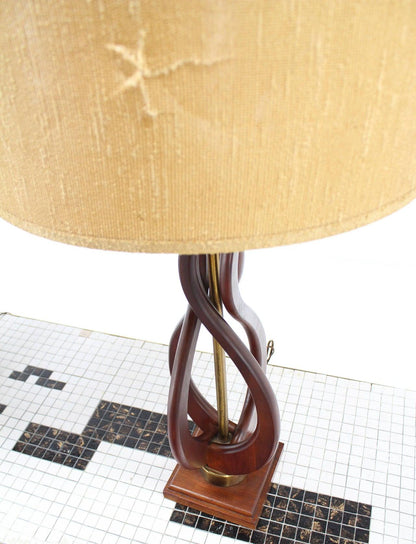 EstablishedLines Pair of Mid Century Modern Sculptural Flame Motive Oiled Walnut Table Lamps MINT