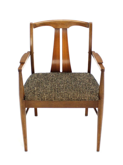 Six Mid-Century Modern Medium Light Walnut Dining Chairs New Upholstery MINT