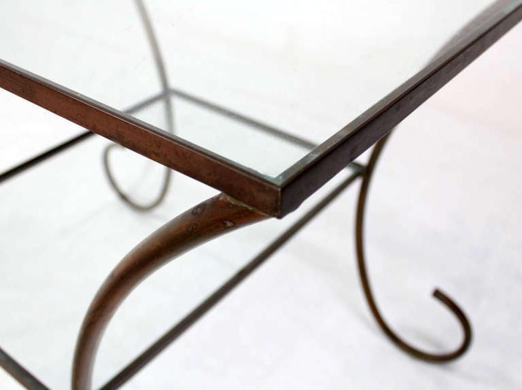EstablishedLines Large Deco Style Solid Brass Serving Console Hall Table circa 1930s Nice Patina