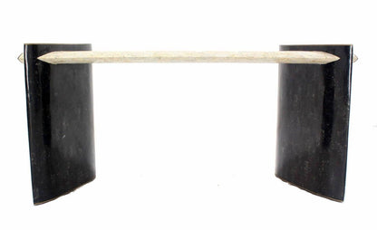 EstablishedLines Maitland Smith Mid Century Tessellated Tile Stone Brass Inlay Console Sofa Table