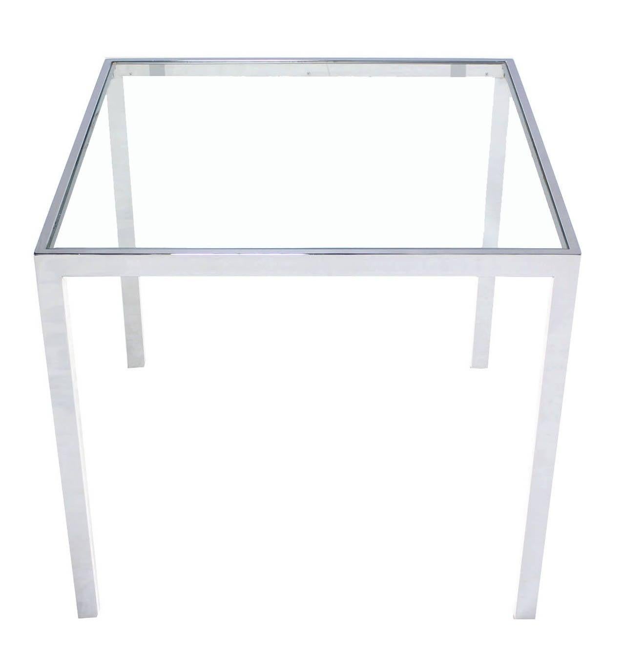 Square Cube Chrome Glass Top Game Small Dinning Dinette Table Bauhaus MINT