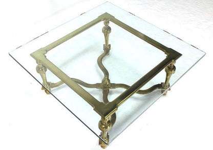 Hollywood Regency Mid Century Modern Jansen Style Square Glass Top Coffee Table