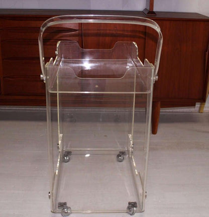 EstablishedLines Bent Lucite Studio Crafted Mid-Century Modern Tea Bar Cart on Wheels MINT!