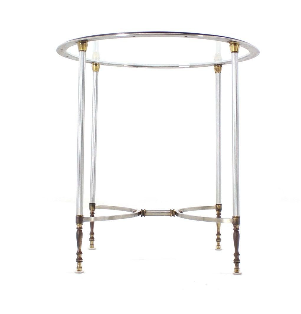 Mid Century Modern Brass & Chrome Gueridon Round Side End Lamp Table Stand MINT!